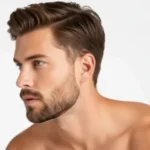 Man with a neatly Laser Beard sculpting smooth skin on the cheekbones and front of the neck after laser hair removal