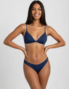 Close‑up of a woman’s décolletage after chest laser hair removal, showing smooth skin