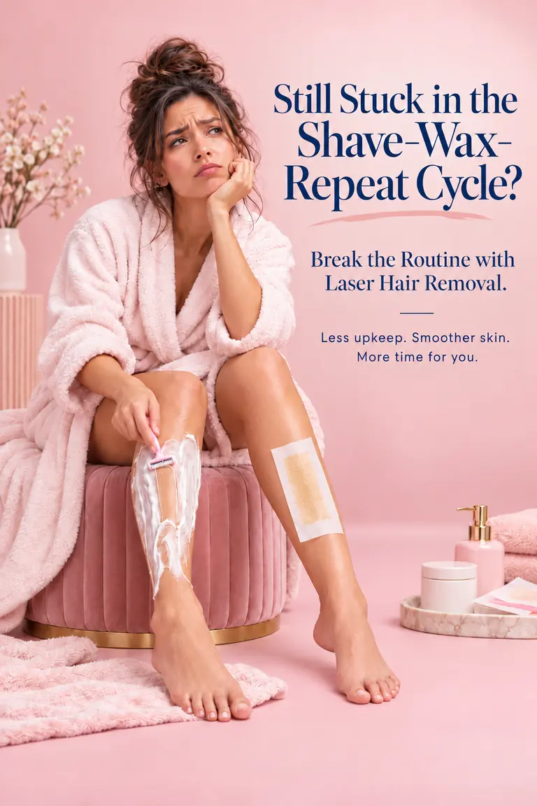 Woman tired of shaving and waxing, promoting laser hair removal at Laser Perfect in Ilford for longer-lasting smoothness.