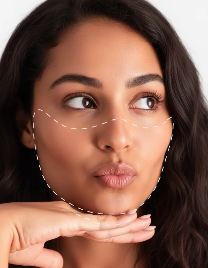 Woman receiving laser hair removal treatment on the face in a Laser Perfect laser-clinic Ilford - London